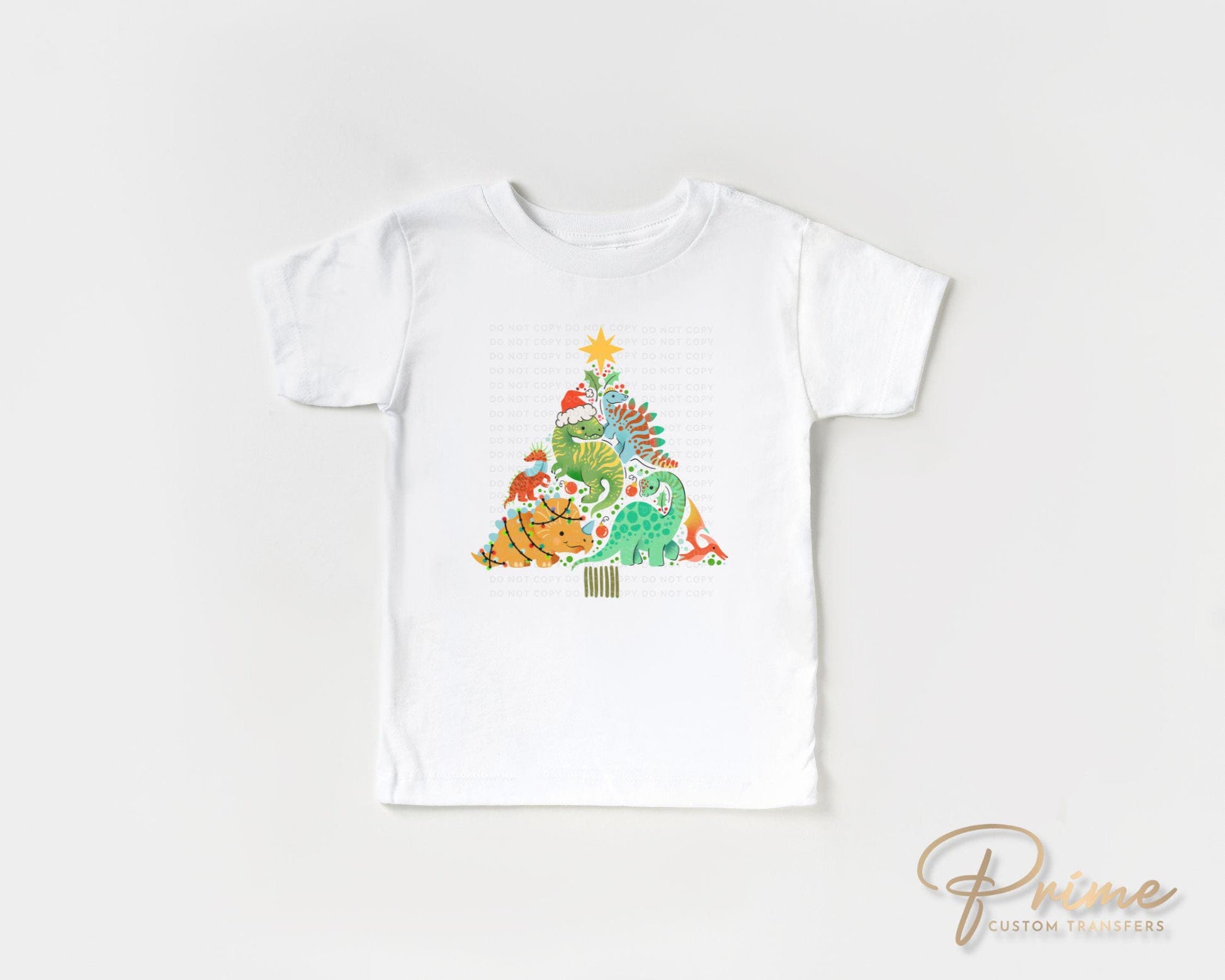 Christmas DTF Transfers, Ready to Press, T-shirt Transfers, Heat Transfer, Direct to Film, Holiday, Boy, T-Rex, Dinosaur Christmas Tree