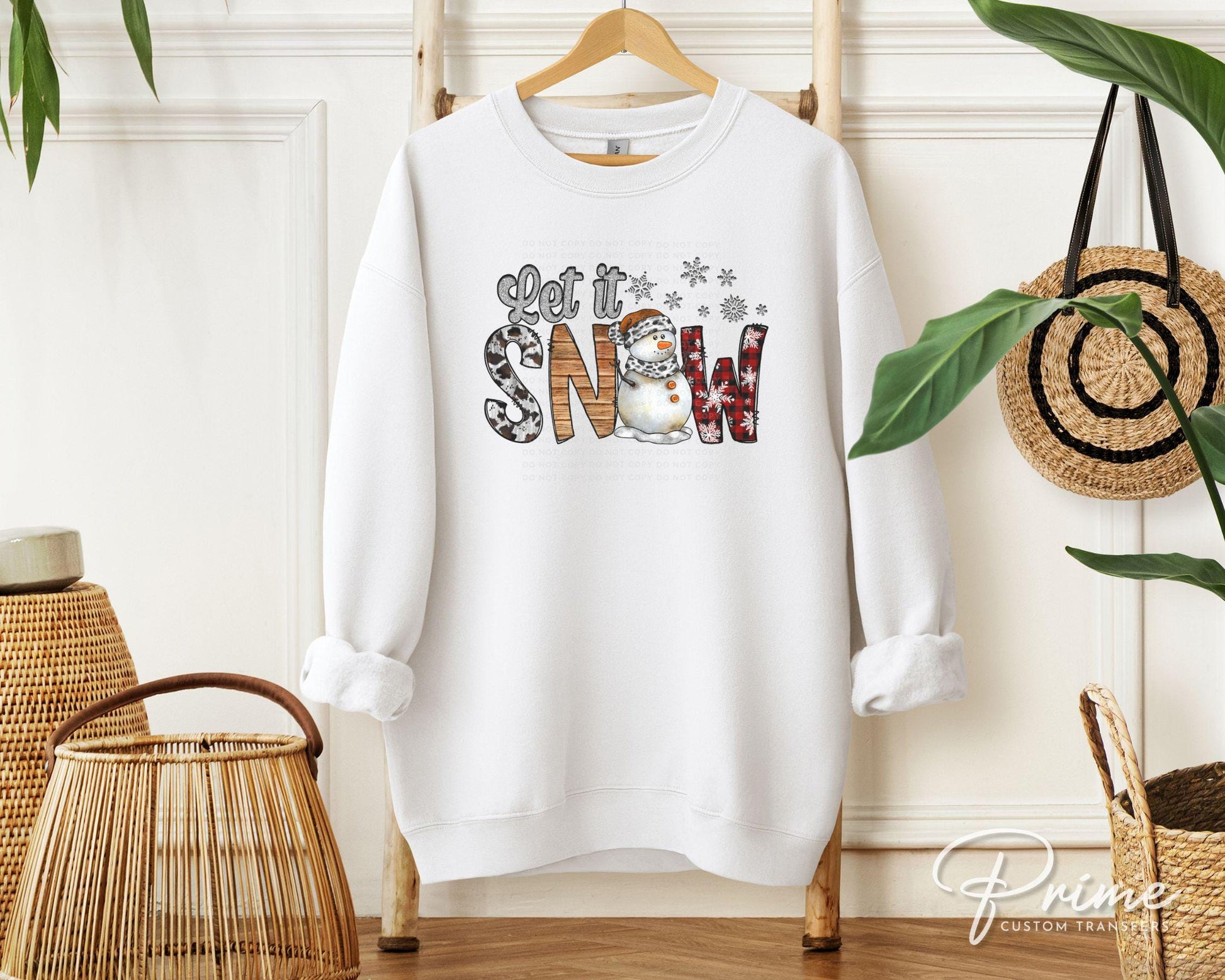 Christmas DTF Transfers, Ready to Press, T-shirt Transfers, Heat Transfer, Direct to Film, Holiday, Snowman, Let it Snow, FAUX Glitter