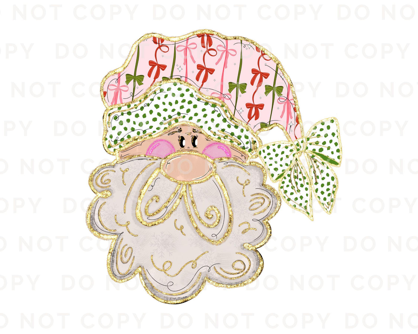 Christmas DTF Transfers, Ready to Press, T-shirt Transfer, Heat Transfer, Direct to Film, Holiday, Santa, Pink Coquette Preppy Santa