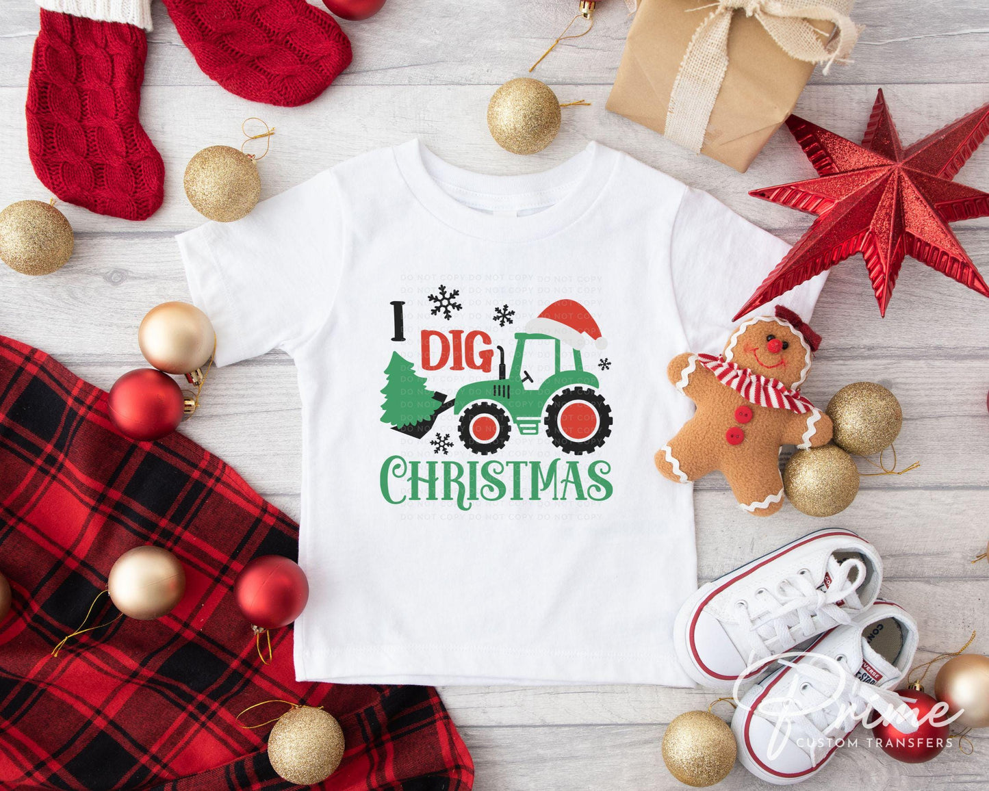 Christmas DTF Transfer, Ready to Press, T-shirt Transfer, Heat Transfer, Direct to Film, Holiday, Truck, Boy, Kids, Tractor, I Dig Christmas