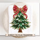 Christmas DTF Transfer, Ready to Press, T-shirt Transfers, Heat Transfer, Direct to Film, Holiday, Coquette, FAUX Glitter Red and Green Tree