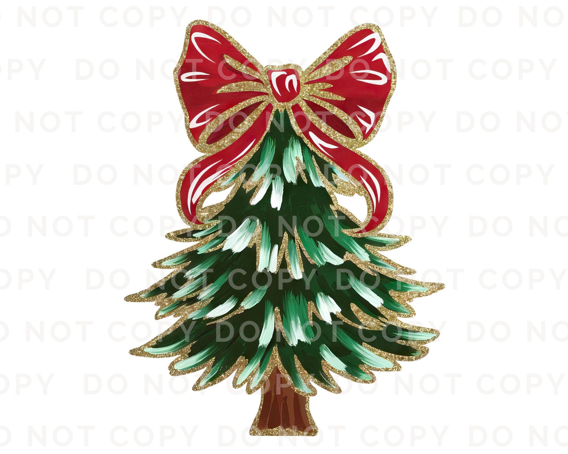 Christmas DTF Transfer, Ready to Press, T-shirt Transfers, Heat Transfer, Direct to Film, Holiday, Coquette, FAUX Glitter Red and Green Tree