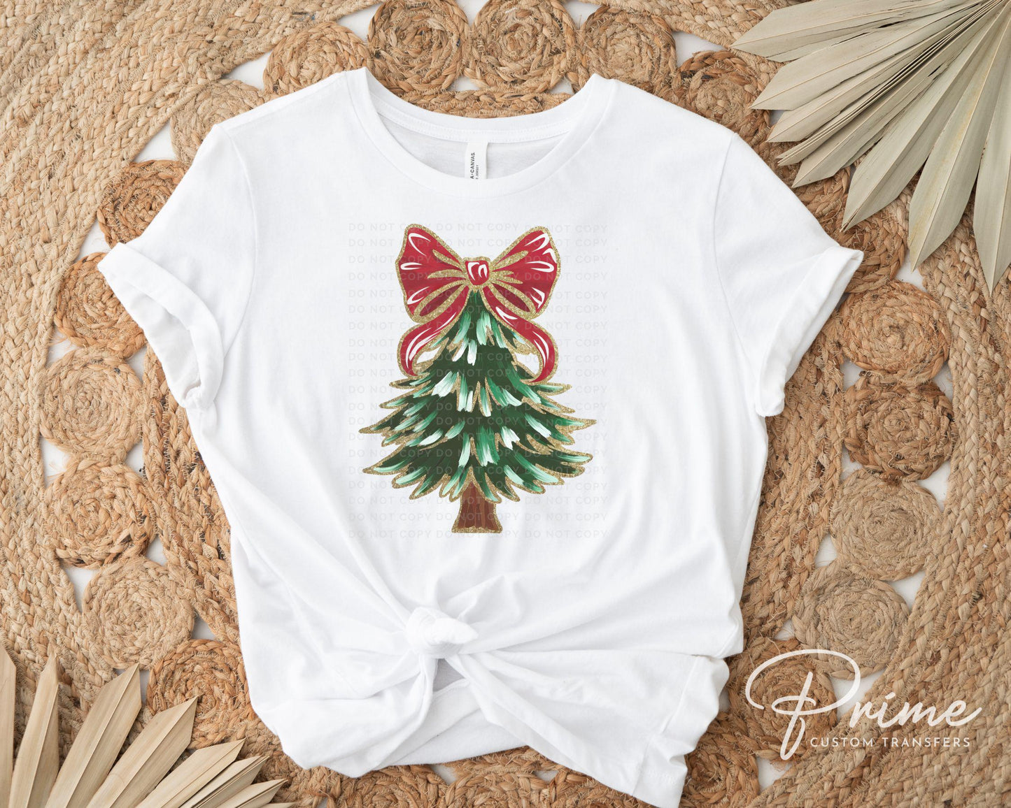 Christmas DTF Transfer, Ready to Press, T-shirt Transfers, Heat Transfer, Direct to Film, Holiday, Coquette, FAUX Glitter Red and Green Tree