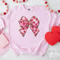 Valentine DTF Transfers, Ready to Press, T-shirt Transfers, Heat Transfer, Direct to Film, Holiday, Faux Glitter, Pink Coquette Heart Bow