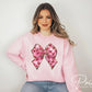 Valentine DTF Transfers, Ready to Press, T-shirt Transfers, Heat Transfer, Direct to Film, Holiday, Faux Glitter, Pink Coquette Heart Bow