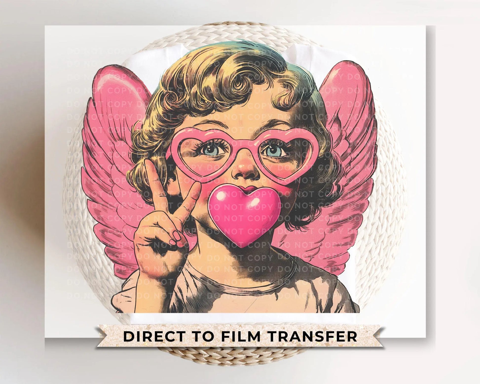 Valentine DTF Transfers, Ready to Press, T-shirt Transfers, Heat Transfer, Direct to Film, Holiday, Love, Bubblegum, Sunglasses, Funny Cupid