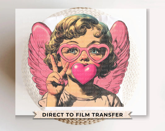 Valentine DTF Transfers, Ready to Press, T-shirt Transfers, Heat Transfer, Direct to Film, Holiday, Love, Bubblegum, Sunglasses, Funny Cupid