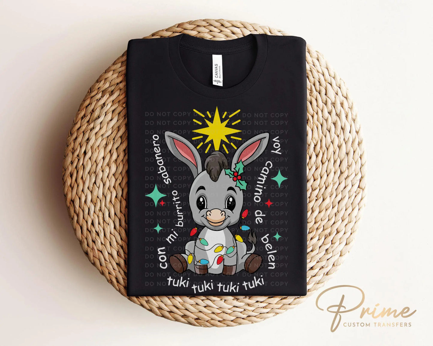 Spanish Christmas DTF Transfer, Ready to Press, T-shirt Transfers, Heat Transfer, Direct to Film, Latino, Feliz navidad, Tuki Tuki Donkey
