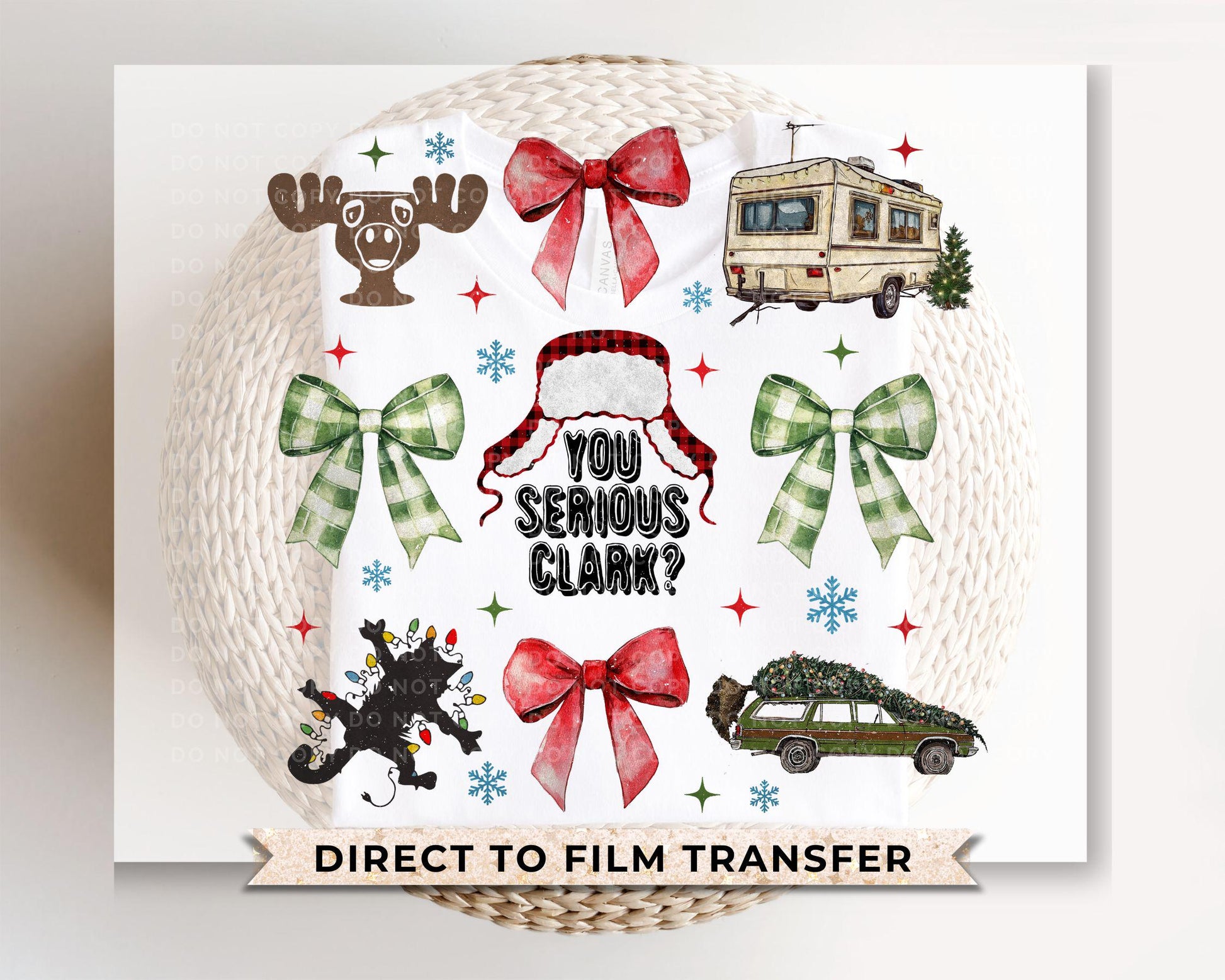 Christmas DTF Transfers, Ready to Press, T-shirt Transfers, Heat Transfer, Direct to Film, Holiday, Funny Christmas Movie, Coquette, Bows