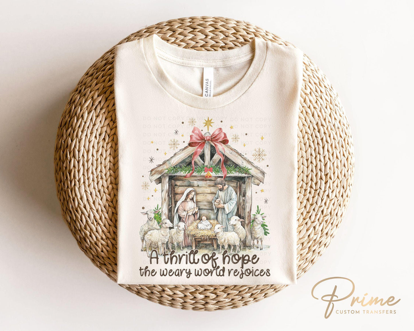 Christmas DTF Transfers, Ready to Press, T-shirt Transfers, Heat Transfer, Direct to Film, Holiday, Jesus, Nativity Coquette Christmas Bow