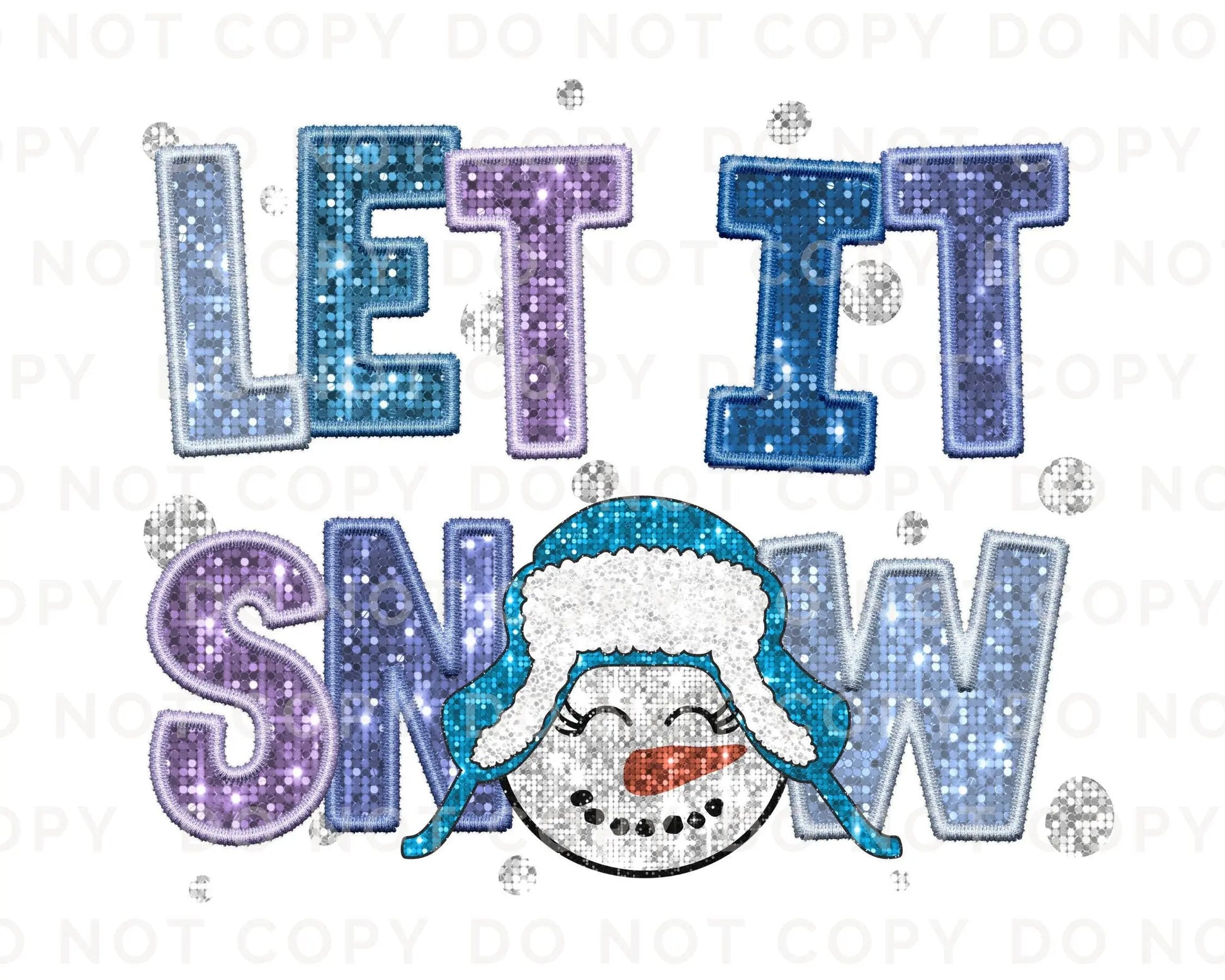 Winter DTF Transfers, Ready to Press, T-shirt Transfer, Heat Transfer, Direct to Film, Sparkle, Snowman, Faux Glitter, Sequin, Let it Snow