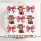 Christmas DTF Transfers, Ready to Press, T-shirt Transfers, Heat Transfer, Direct to Film, Holiday, Coquette Highland Cow, Mooey Christmas