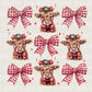 Christmas DTF Transfers, Ready to Press, T-shirt Transfers, Heat Transfer, Direct to Film, Holiday, Coquette Highland Cow, Mooey Christmas