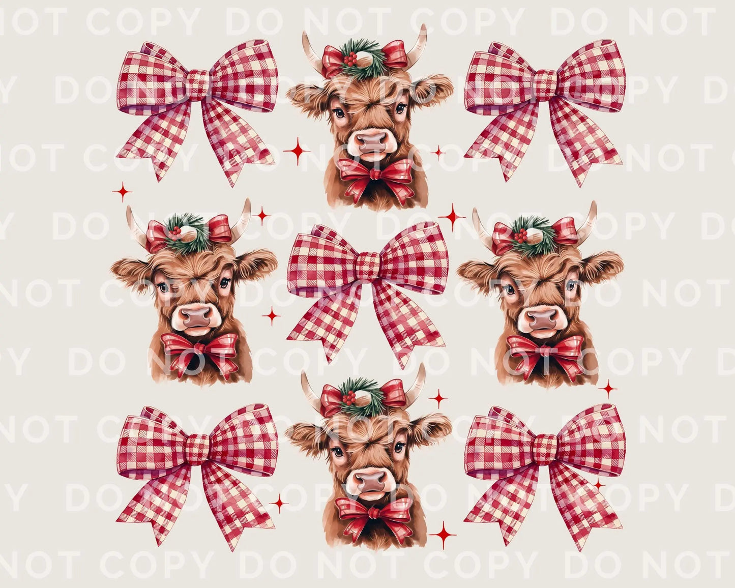 Christmas DTF Transfers, Ready to Press, T-shirt Transfers, Heat Transfer, Direct to Film, Holiday, Coquette Highland Cow, Mooey Christmas