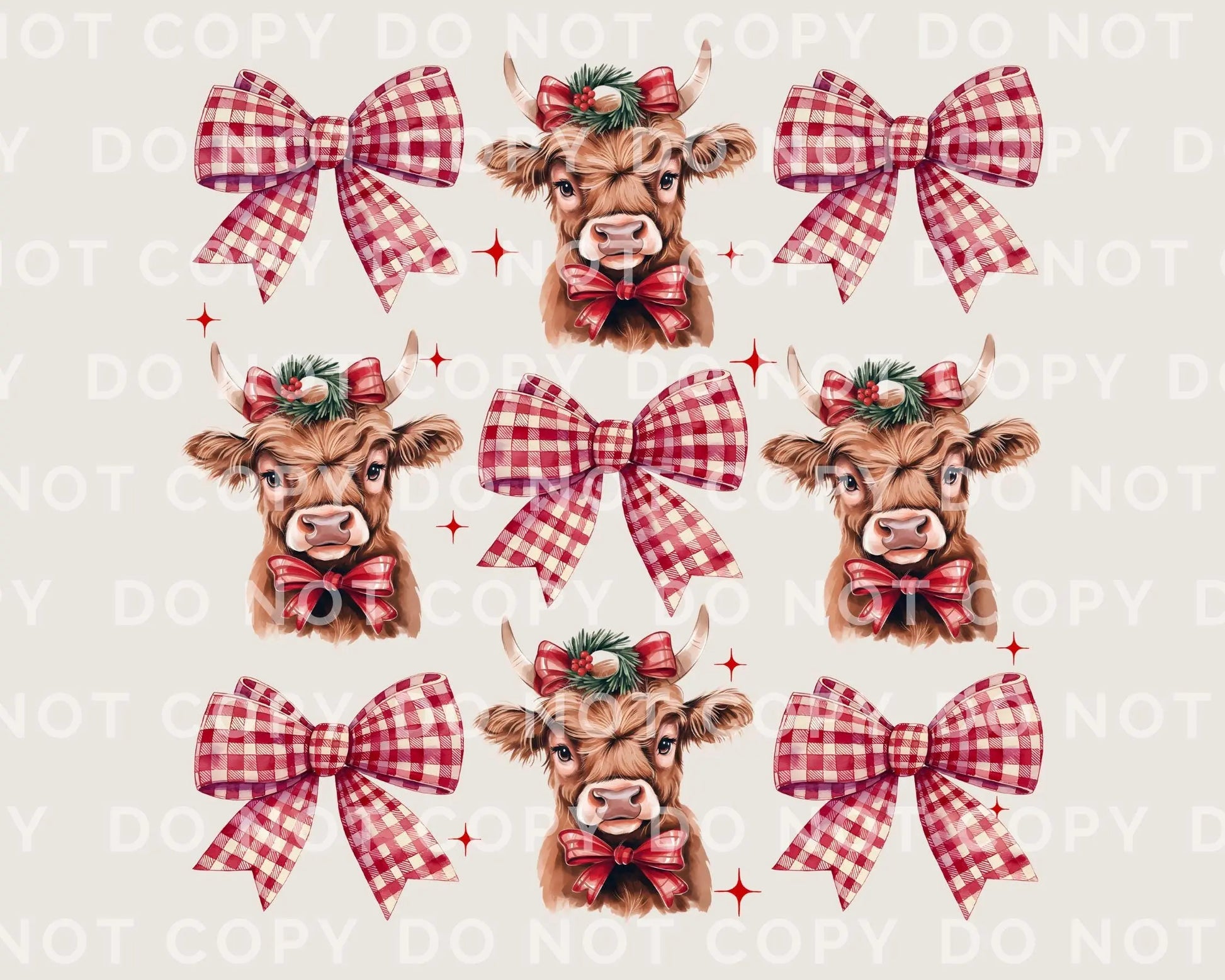 Christmas DTF Transfers, Ready to Press, T-shirt Transfers, Heat Transfer, Direct to Film, Holiday, Coquette Highland Cow, Mooey Christmas