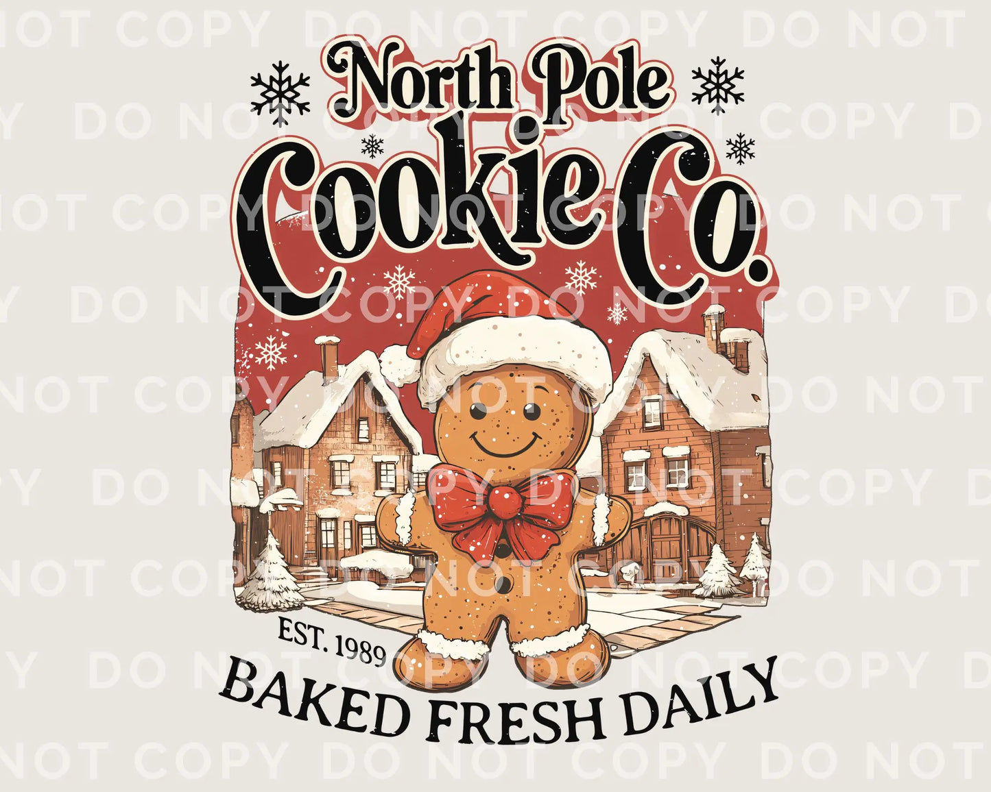 Christmas DTF Transfers, Ready to Press, T-shirt Transfers, Heat Transfer, Direct to Film, Holiday, North Pole, Gingerbread Man Cookie Co