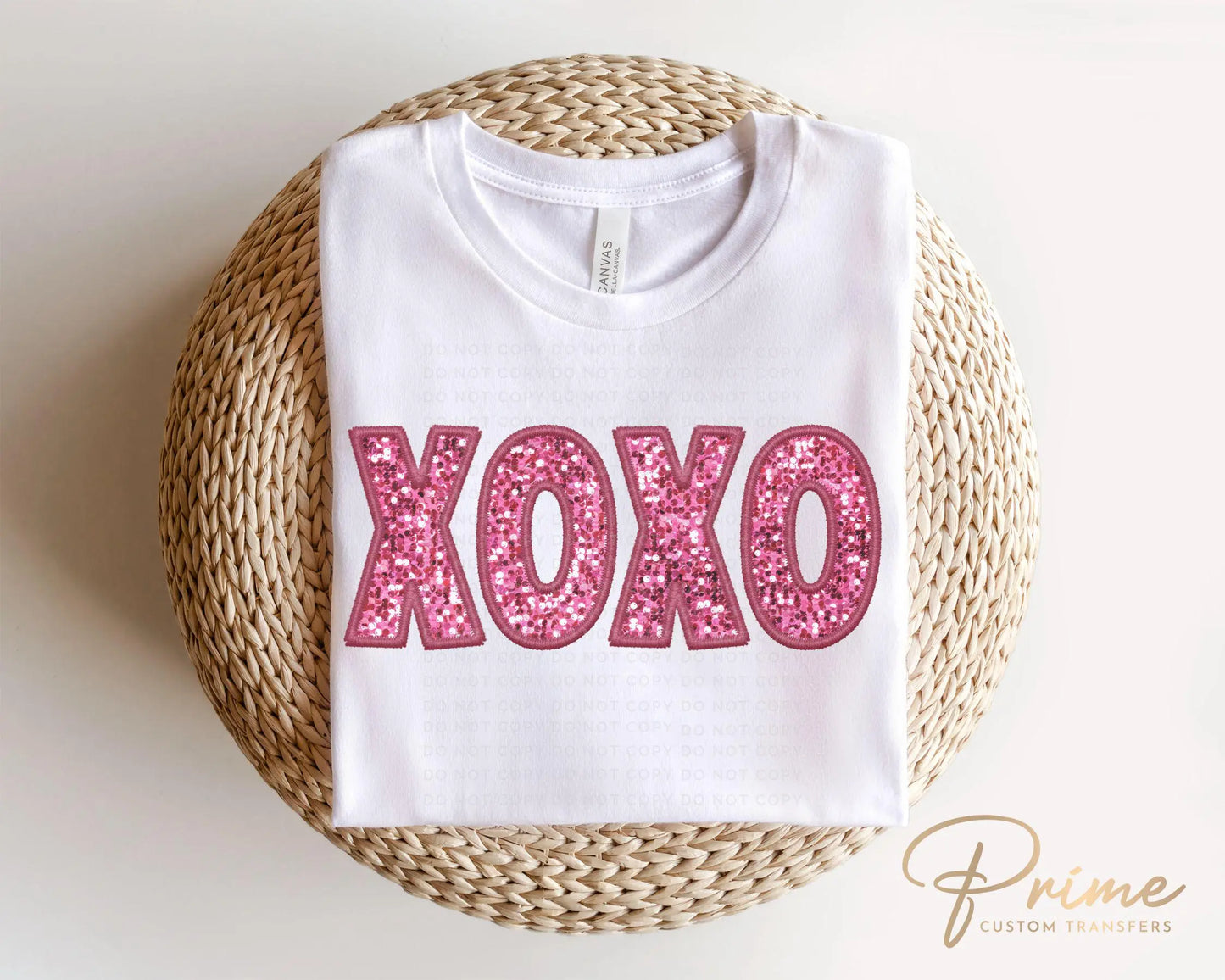 Valentine DTF Transfers, Ready to Press, T-shirt Transfers, Heat Transfer, Direct to Film, Holiday, Sparkle, Faux Sequin Pink Glitter XOXO