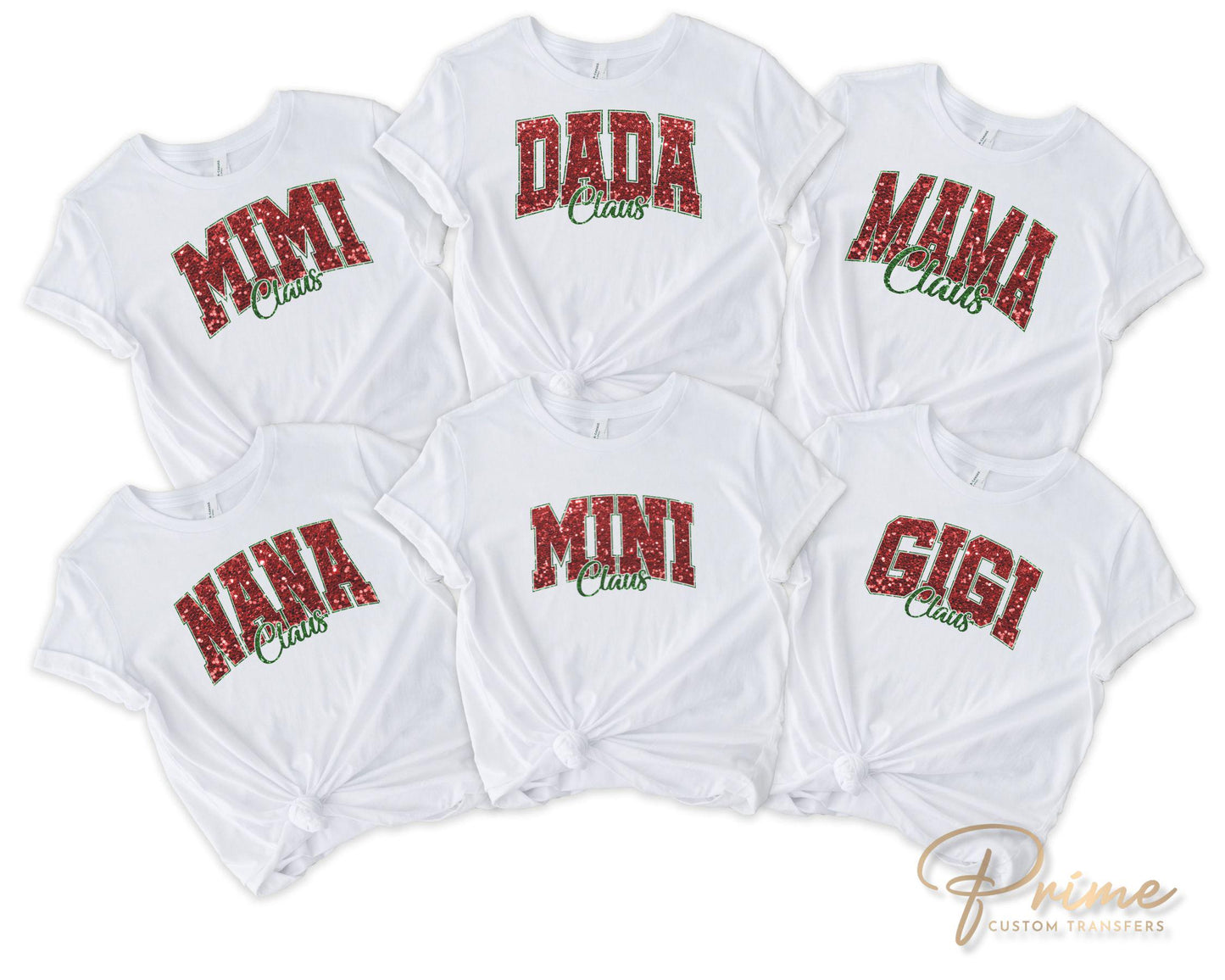Grammy Claus Christmas DTF Transfer, Ready to Press, T-shirt Transfer, Heat Transfer, Faux Glitter, Matching Family Shirt, Gift for Grandma