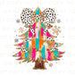 Christmas DTF Transfer, Ready to Press, T-shirt Transfers, Heat Transfer, Direct to Film, Holiday, Coquette, FAUX Glitter Colorful Tree