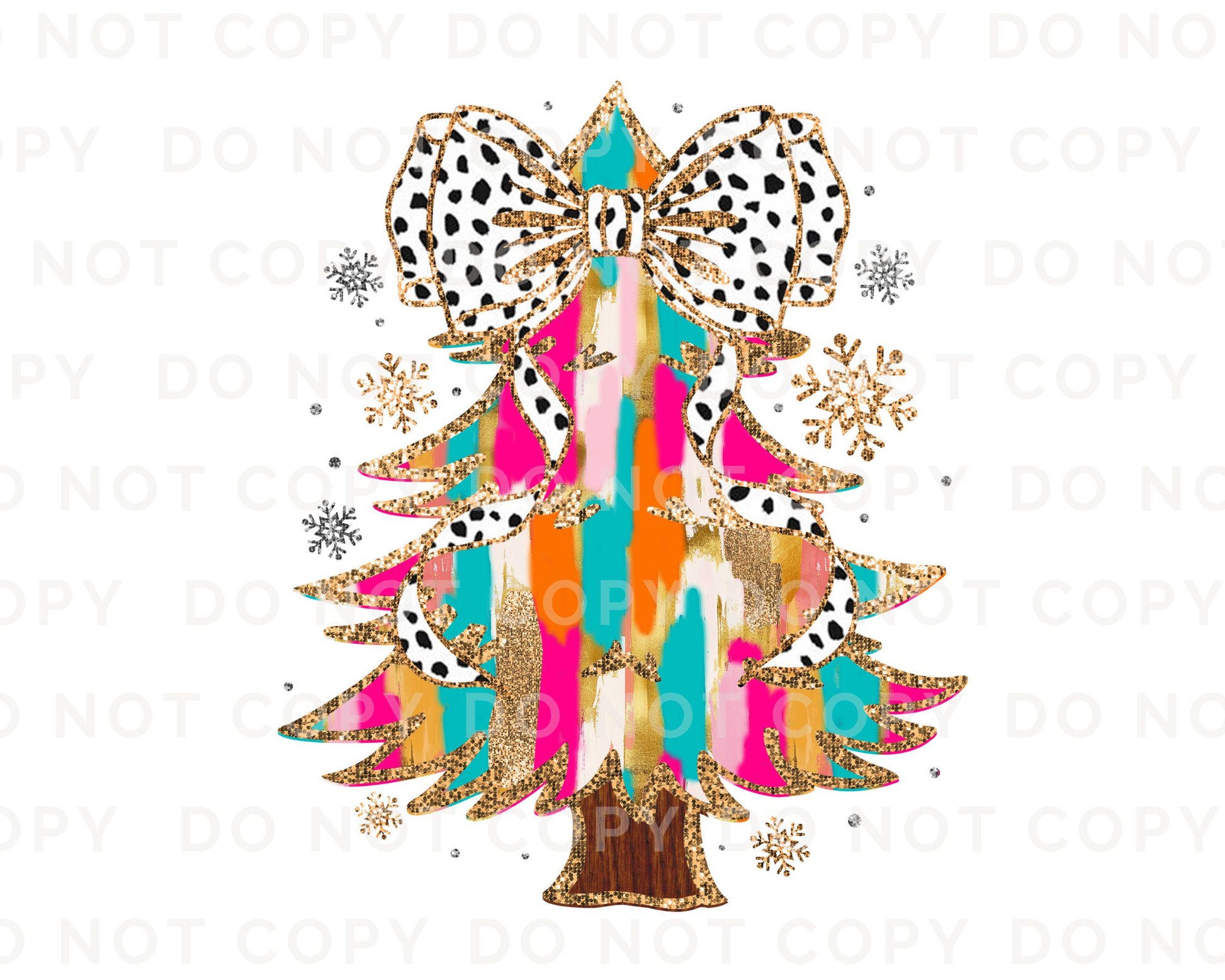 Christmas DTF Transfer, Ready to Press, T-shirt Transfers, Heat Transfer, Direct to Film, Holiday, Coquette, FAUX Glitter Colorful Tree