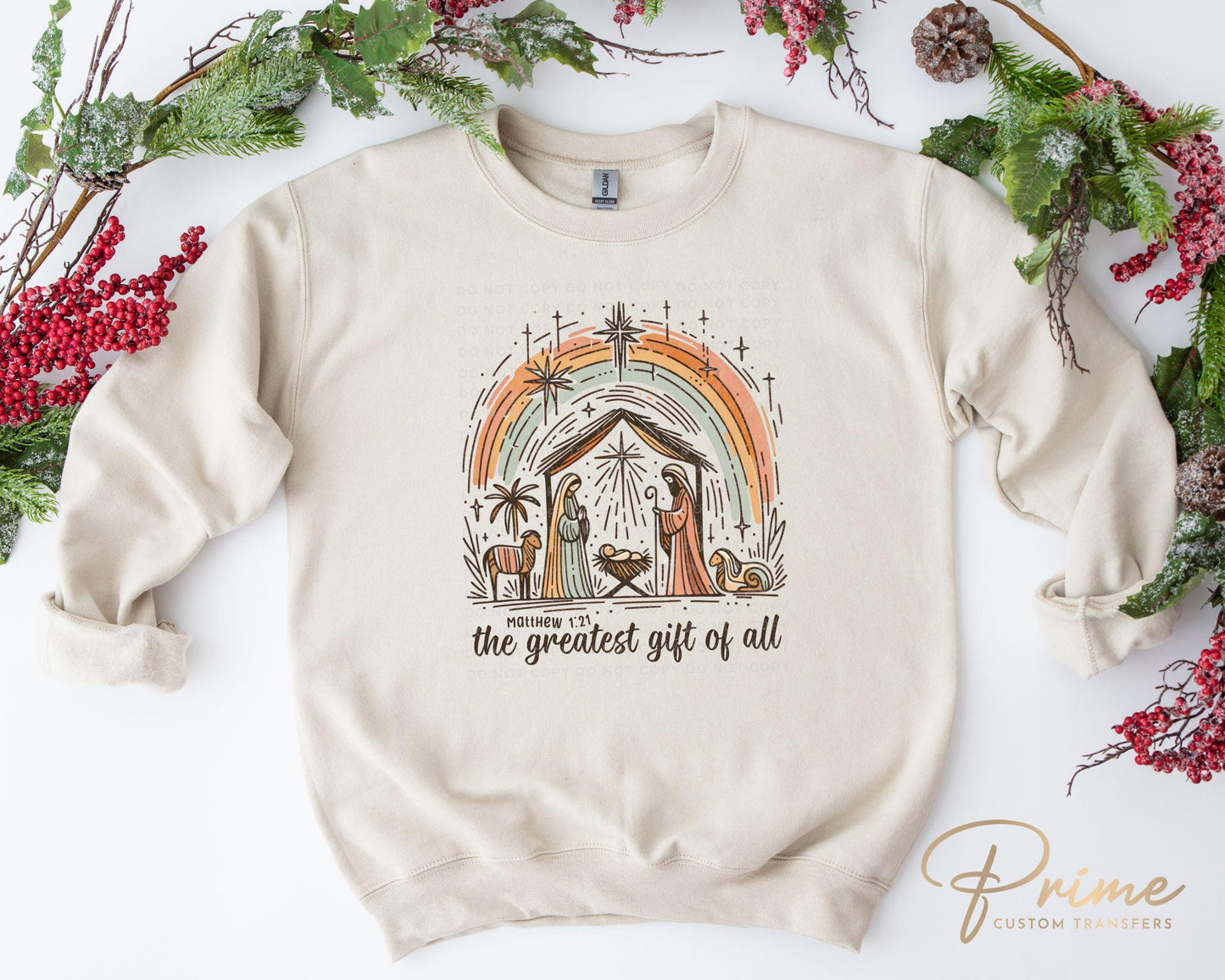 Christmas DTF Transfers, Ready to Press, T-shirt Transfers, Heat Transfer, Direct to Film, Holiday, Nativity, Baby Jesus, Manger, Christian