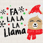 Christmas DTF Transfers, Ready to Press, Heat Transfer, Direct to Film, Holiday, Funny Kids T-shirt Transfer, Cute, Child, Fa La La La Llama