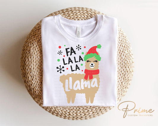 Christmas DTF Transfers, Ready to Press, Heat Transfer, Direct to Film, Holiday, Funny Kids T-shirt Transfer, Cute, Child, Fa La La La Llama