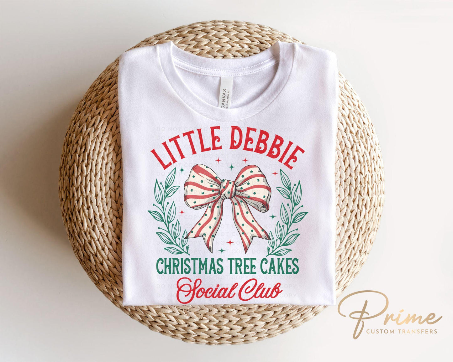 Christmas DTF Transfers, Ready to Press, T-shirt Transfers, Heat Transfer, Direct to Film, Holiday, Christmas Tree Cake Bow, Coquette