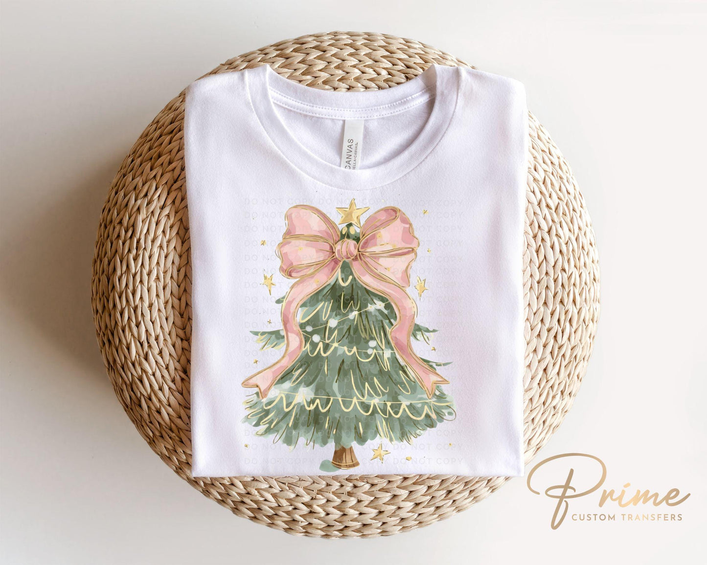 Christmas DTF Transfer, Ready to Press, T-shirt Transfers, Heat Transfer, Direct to Film, Holiday, Coquette, Girly, FAUX Glitter Pink Bow