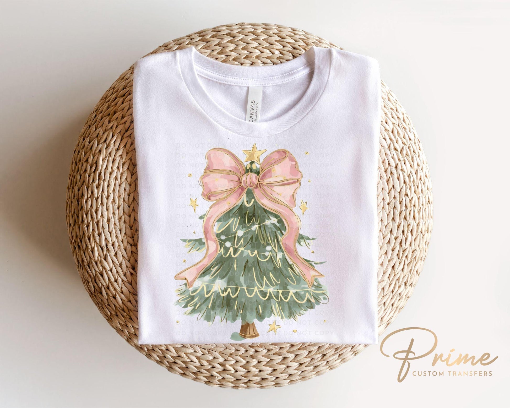 Christmas DTF Transfer, Ready to Press, T-shirt Transfers, Heat Transfer, Direct to Film, Holiday, Coquette, Girly, FAUX Glitter Pink Bow