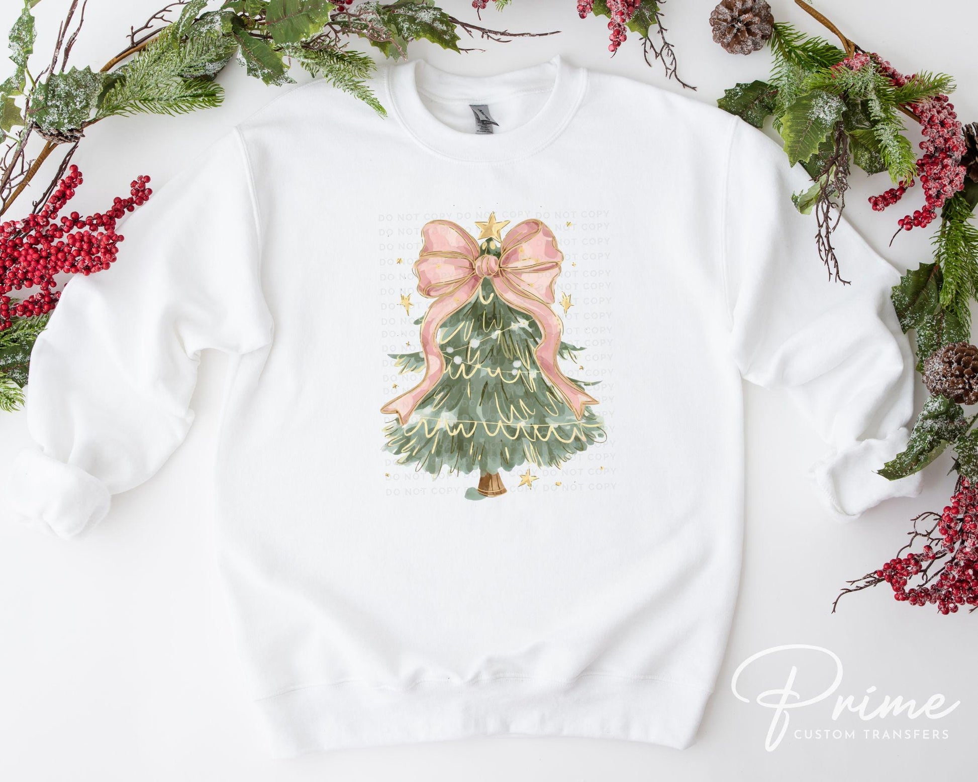 Christmas DTF Transfer, Ready to Press, T-shirt Transfers, Heat Transfer, Direct to Film, Holiday, Coquette, Girly, FAUX Glitter Pink Bow