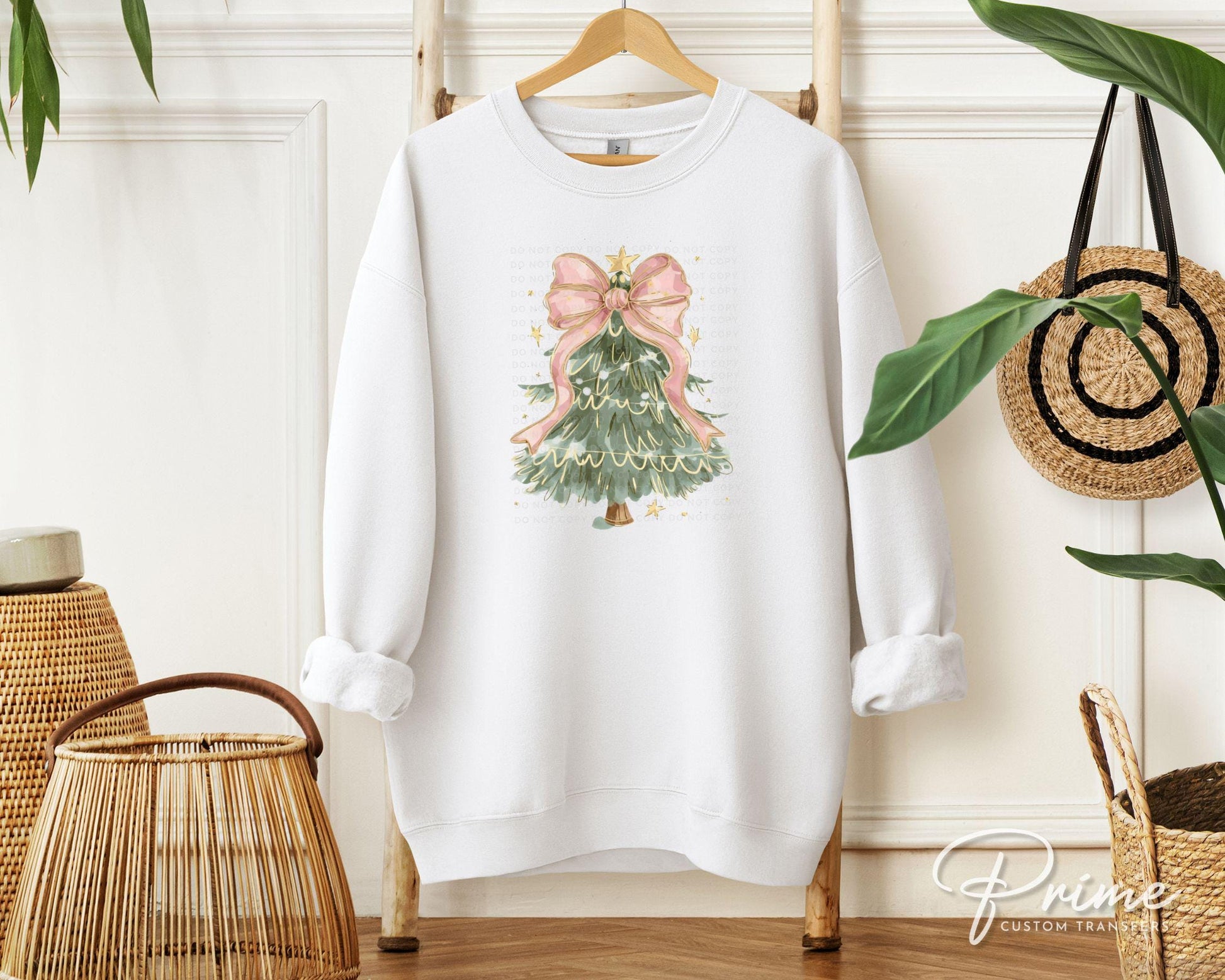 Christmas DTF Transfer, Ready to Press, T-shirt Transfers, Heat Transfer, Direct to Film, Holiday, Coquette, Girly, FAUX Glitter Pink Bow