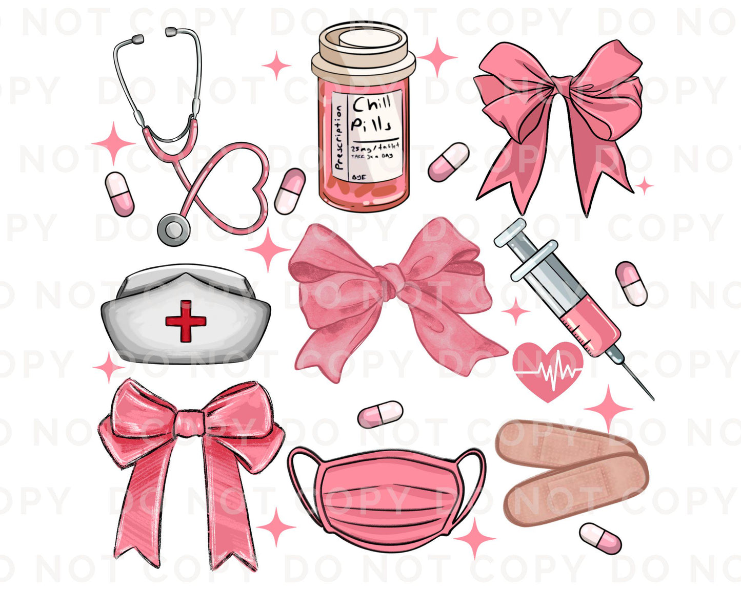 Christmas DTF Transfer, Ready to Press, T-shirt Transfer, Heat Transfer, Direct to Film, Hospital, Stethoscope, Holiday, Coquette Nurse Life