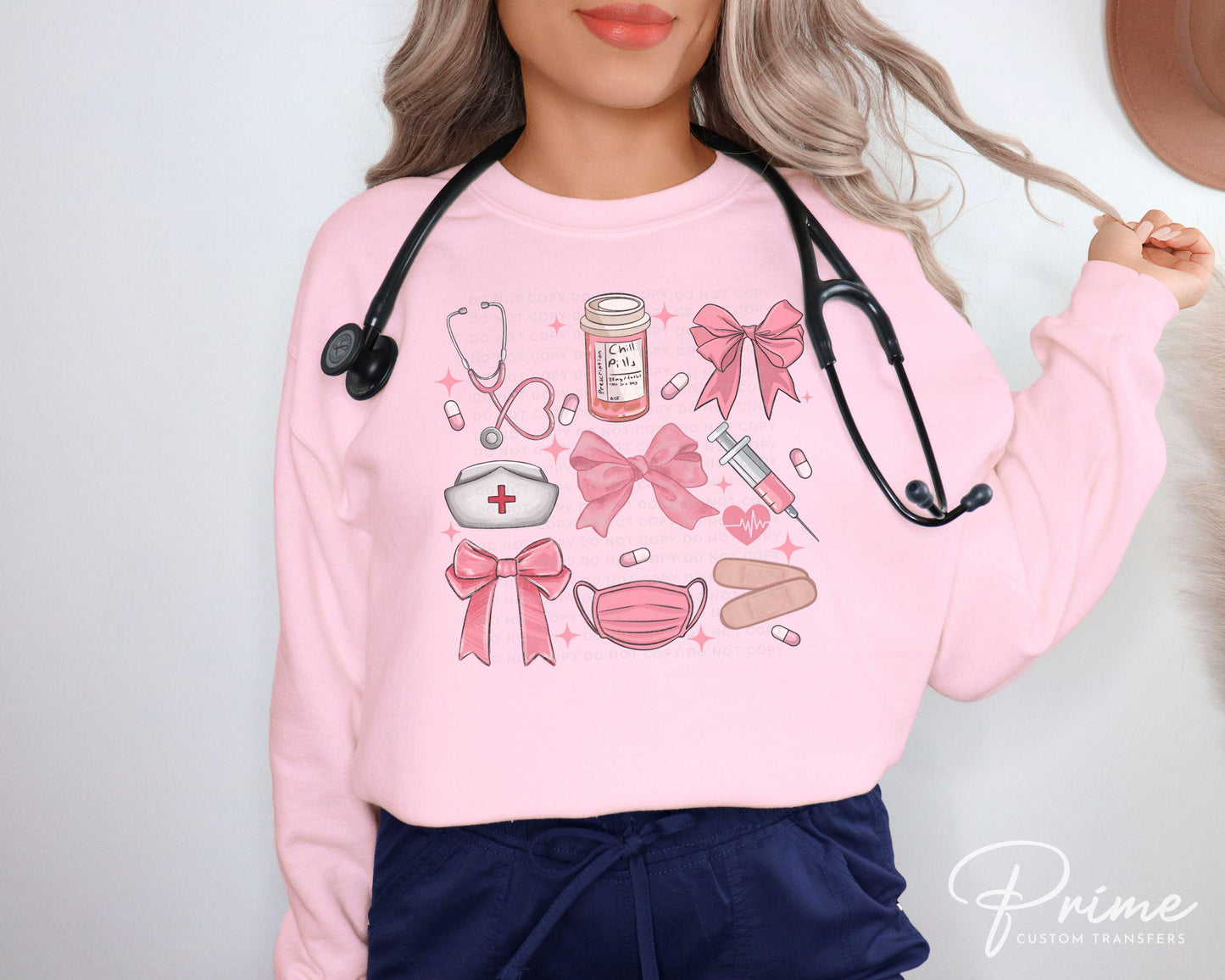 Christmas DTF Transfer, Ready to Press, T-shirt Transfer, Heat Transfer, Direct to Film, Hospital, Stethoscope, Holiday, Coquette Nurse Life