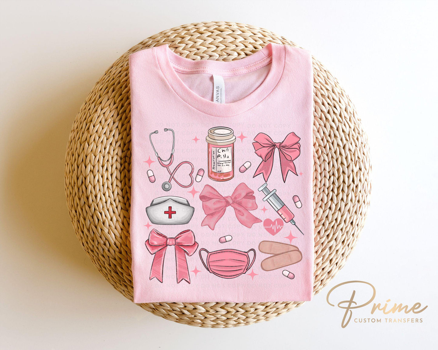 Christmas DTF Transfer, Ready to Press, T-shirt Transfer, Heat Transfer, Direct to Film, Hospital, Stethoscope, Holiday, Coquette Nurse Life