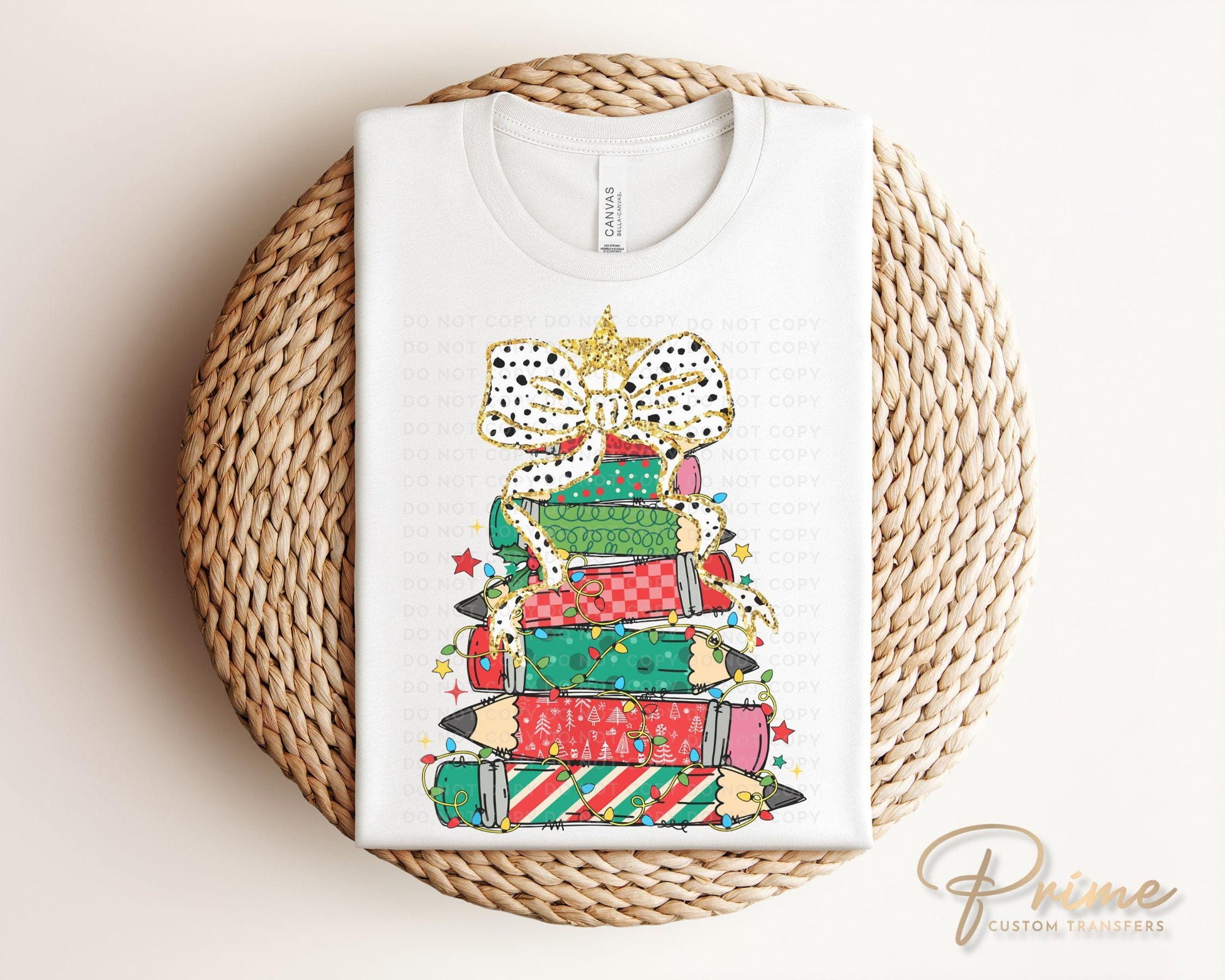 Christmas DTF Transfer, Ready to Press, T-shirt Transfer, Heat Transfer, Direct to Film, Teacher Gift, School, Coquette Pencil Tree