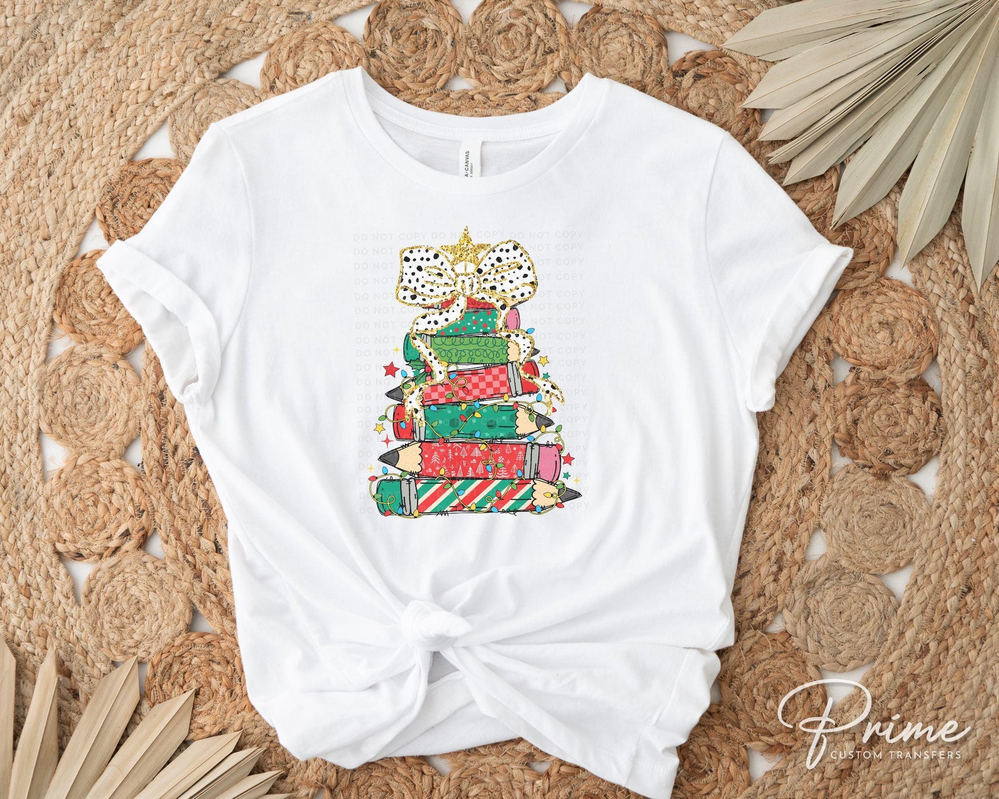 Christmas DTF Transfer, Ready to Press, T-shirt Transfer, Heat Transfer, Direct to Film, Teacher Gift, School, Coquette Pencil Tree