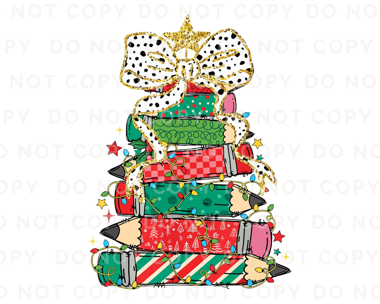 Christmas DTF Transfer, Ready to Press, T-shirt Transfer, Heat Transfer, Direct to Film, Teacher Gift, School, Coquette Pencil Tree