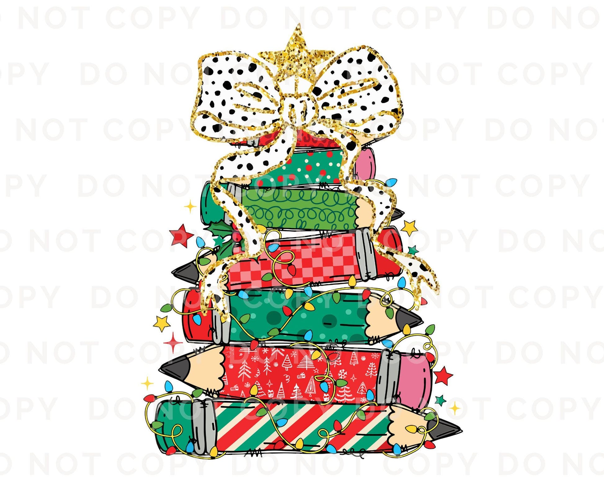 Christmas DTF Transfer, Ready to Press, T-shirt Transfer, Heat Transfer, Direct to Film, Teacher Gift, School, Coquette Pencil Tree