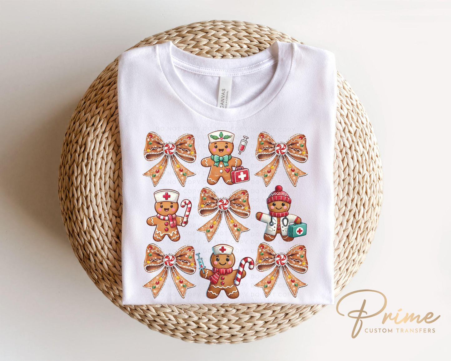 Christmas DTF Transfer, Ready to Press, T-shirt Transfer, Heat Transfer, Direct to Film, Hospital, Holiday, Coquette Gingerbread Nurse Life