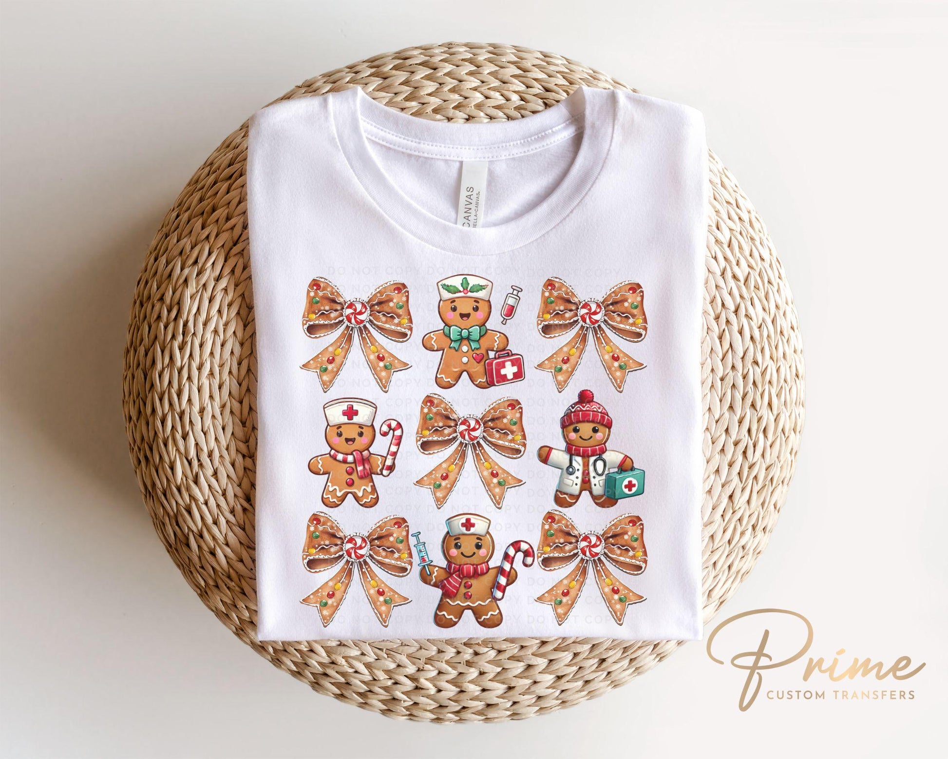 Christmas DTF Transfer, Ready to Press, T-shirt Transfer, Heat Transfer, Direct to Film, Hospital, Holiday, Coquette Gingerbread Nurse Life