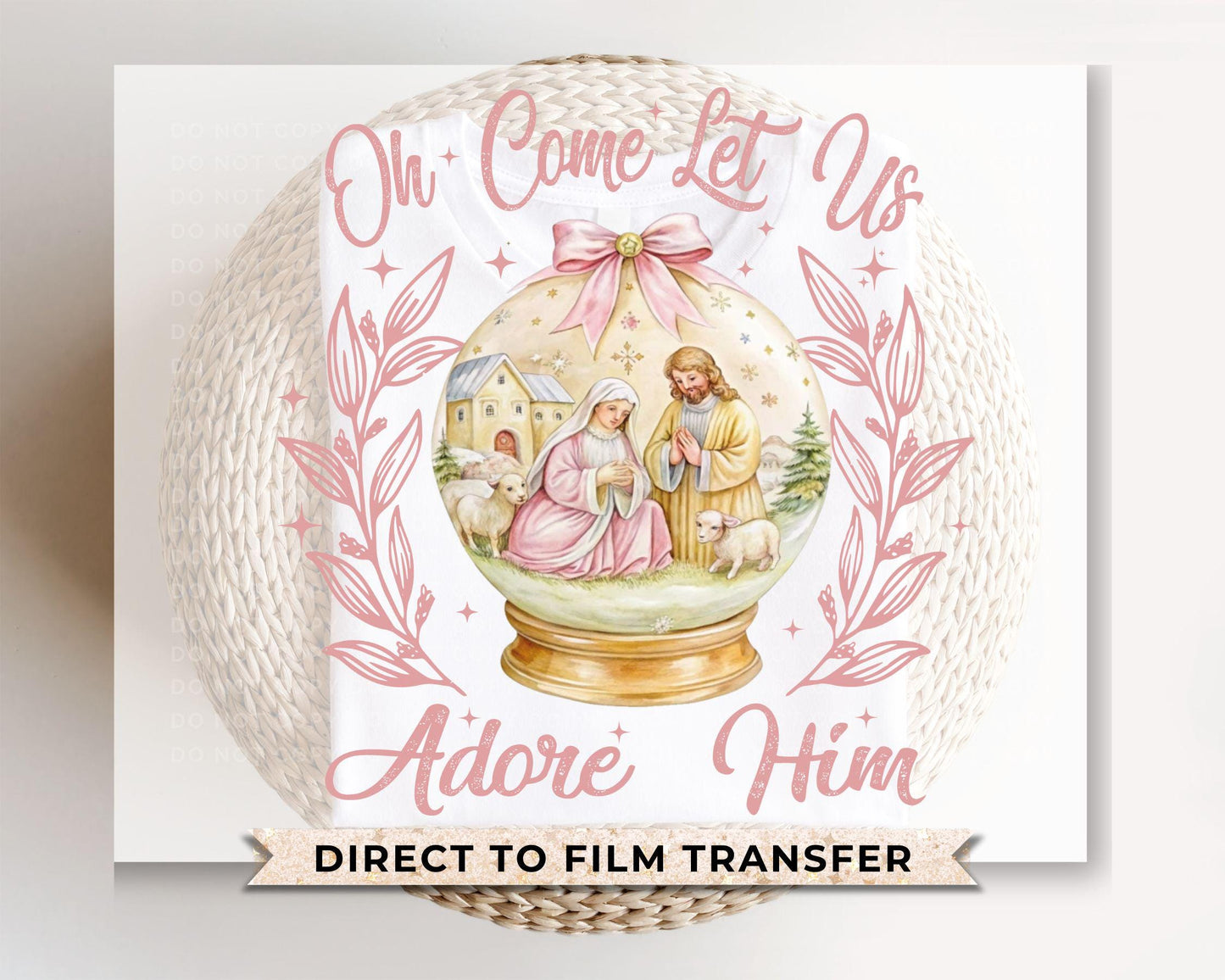 Christmas DTF Transfer, Ready to Press, T-shirt Transfers, Heat Transfer, Direct to Film, Holiday, Jesus, Girly, Coquette Nativity, Advent