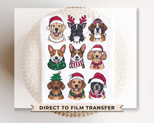 Christmas DTF Transfers, Ready to Press, T-shirt, Custom, Heat Transfer, Direct to Film, Christmas, Pet Lover, Santa Hat, Woofmas, Dog Mama