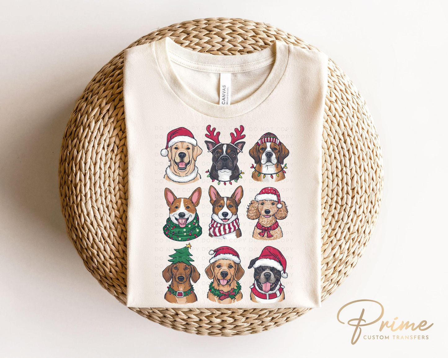 Christmas DTF Transfers, Ready to Press, T-shirt, Custom, Heat Transfer, Direct to Film, Christmas, Pet Lover, Santa Hat, Woofmas, Dog Mama