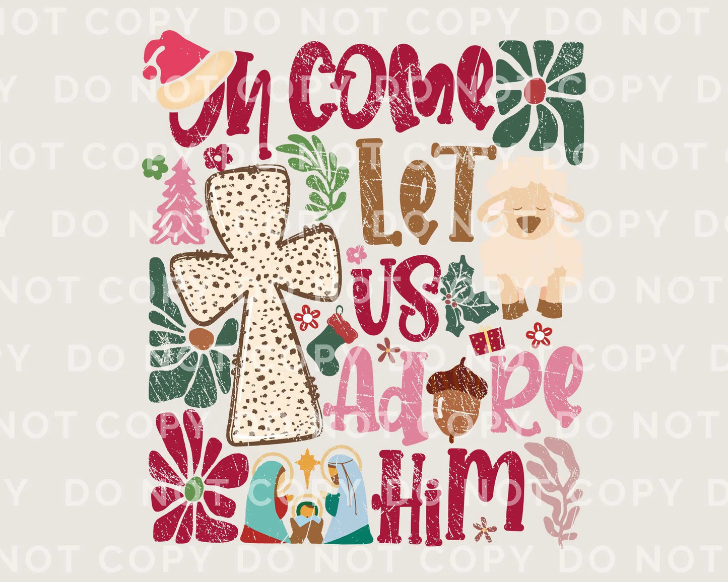 Christmas DTF Transfers, Ready to Press, T-shirt Transfers, Heat Transfer, Direct to Film, Holiday, Nativity, Baby Jesus, Boho, Christian