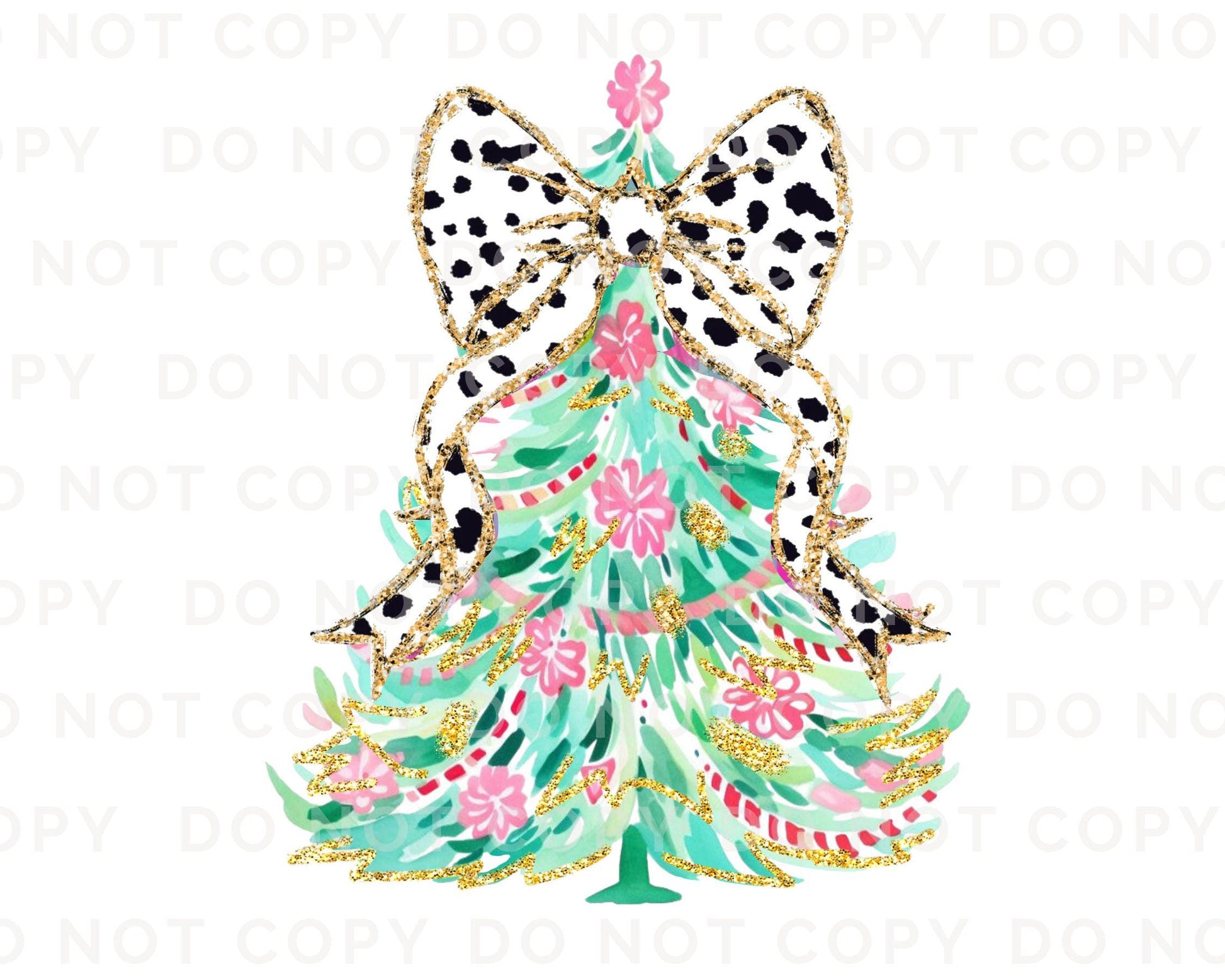 Christmas DTF Transfer, Ready to Press, T-shirt Transfer, Heat Transfer, Direct to Film, Holiday, Coquette Girly, FAUX Glitter Dalmatian Bow