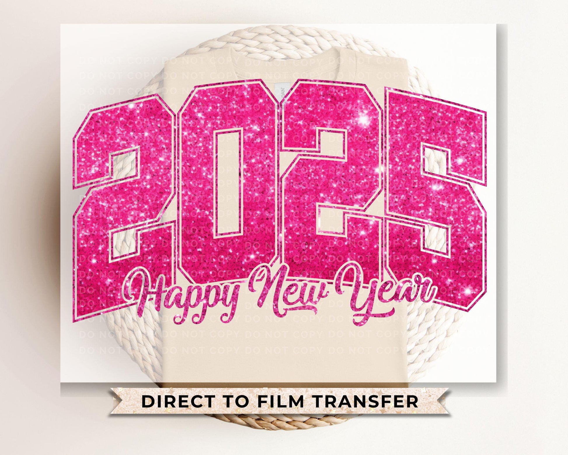 New Years DTF Transfer, Ready to Press, T-shirt Transfers, Heat Transfer, Direct to Film, Holiday, Disco, Midnight, Party, FAUX Glitter 2025