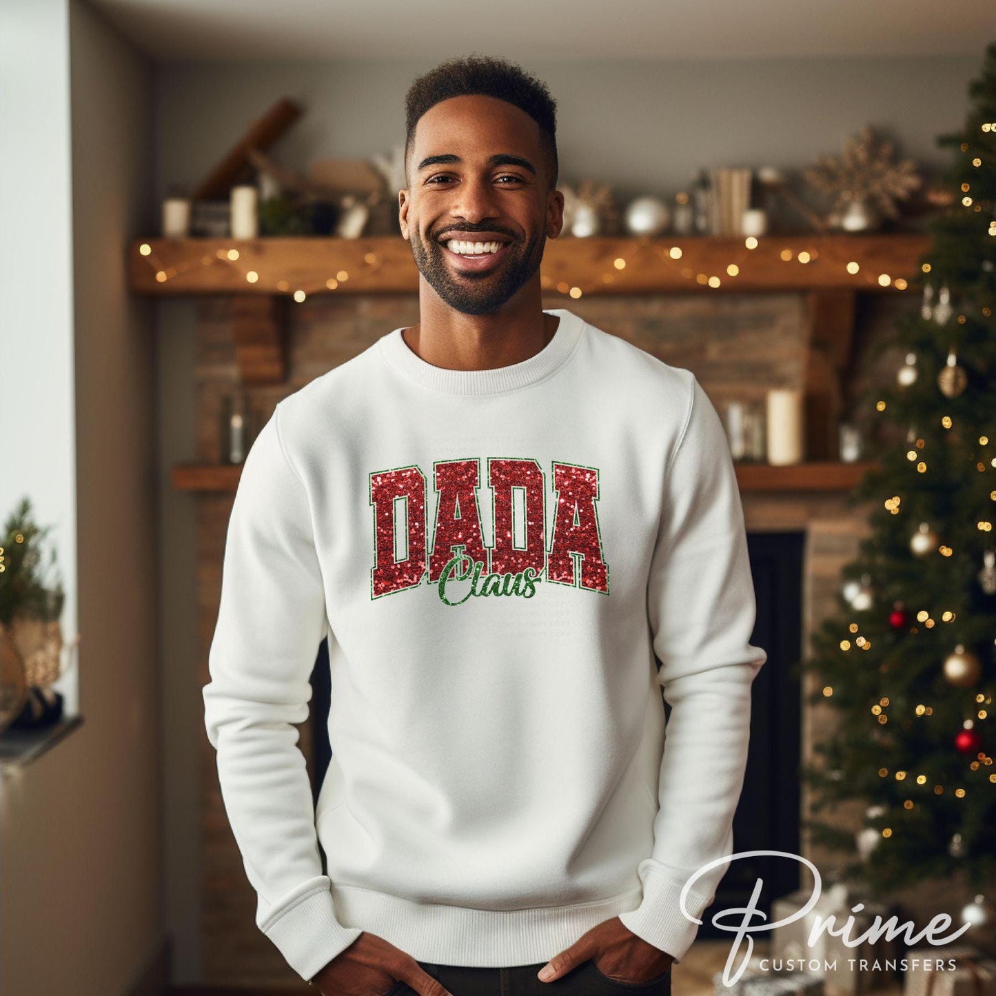 Christmas DTF Transfer, Ready to Press, T-shirt Transfers, Heat Transfer, Direct to Film, Holiday, Matching Family, Faux Glitter, Dada Claus