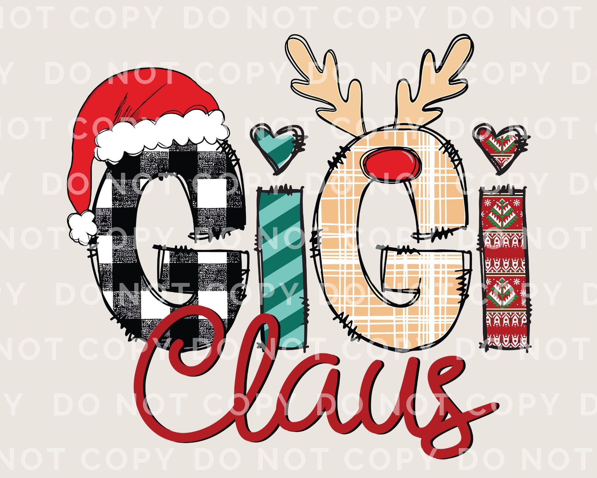 Christmas DTF Transfer, Ready to Press, T-shirt Transfers, Heat Transfer, Direct to Film, Matching Family, Doodle, Grandma, Gigi Claus