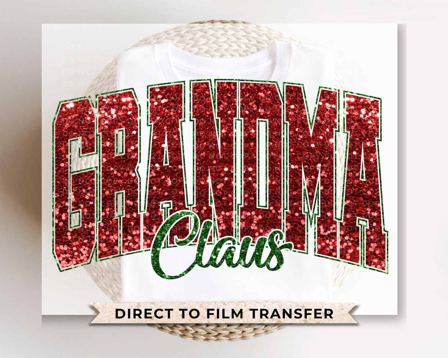 Christmas DTF Transfer, Ready to Press, T-shirt Transfers, Heat Transfer, Direct to Film, Matching Family, Faux Glitter, Grandma Claus